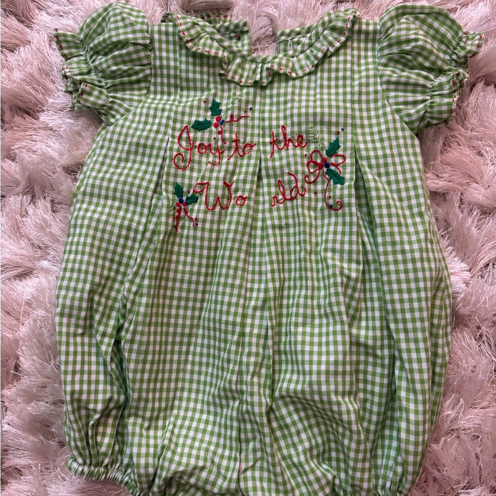 Green Gingham Kids One Piece